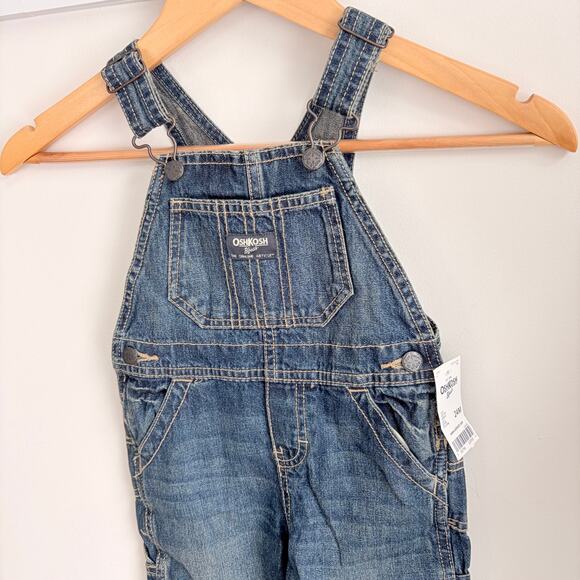 OshKosh B'Gosh NWT 24 Month Baby Blue Denim Overalls Boy Girl NEW - Picture 2 of 7